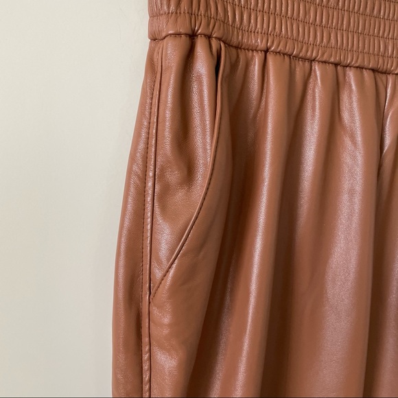Joie Camel Faux Leather Elastic Waist Straight Leg Pants - Picture 5 of 10